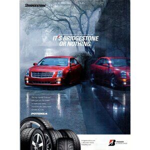 2008 Bridgestone Potenza Tires Cadillac Sedan Vintage Print Ad Wall Art